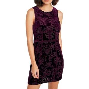 Free People Deep Purple Burgundy Velvet Burnout Babe Mini Dress